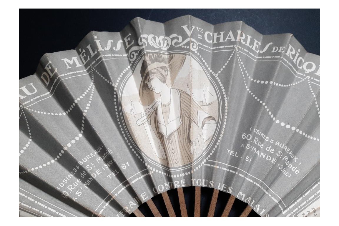 On the train to Normandy. Fan by Dorival for the Chemins de fer de l'État. Circa 1911