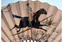 Jump horse race, fan circa 1890