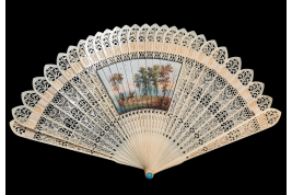 Hunting and greasy poles, 4 images fan circa 1820-30