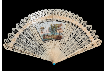 Hunting and greasy poles, 4 images fan circa 1820-30