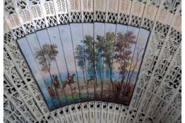 Hunting and greasy poles, 4 images fan circa 1820-30