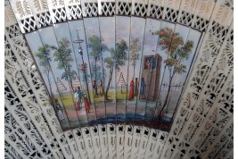 Hunting and greasy poles, 4 images fan circa 1820-30