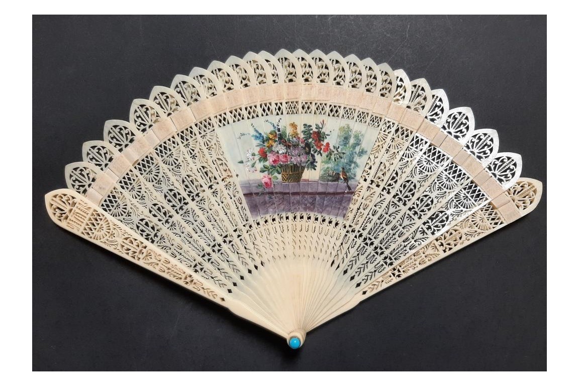 Hunting and greasy poles, 4 images fan circa 1820-30