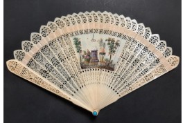 Hunting and greasy poles, 4 images fan circa 1820-30