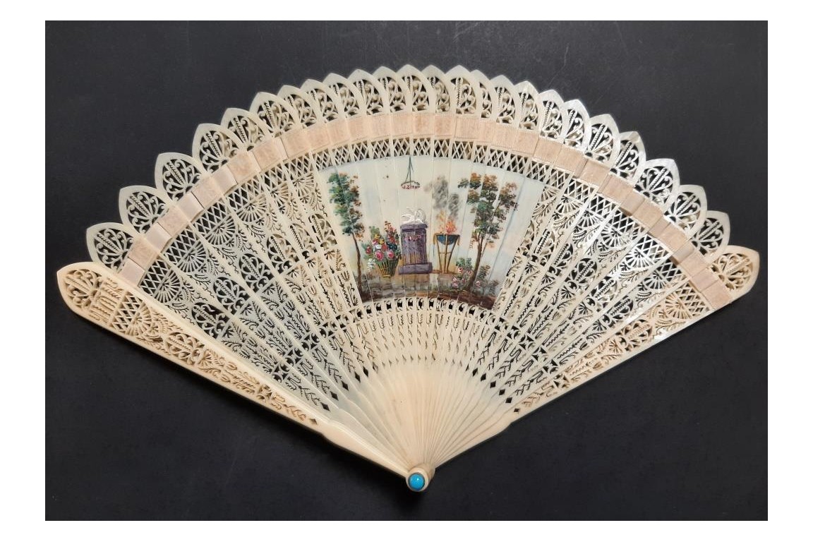 Hunting and greasy poles, 4 images fan circa 1820-30