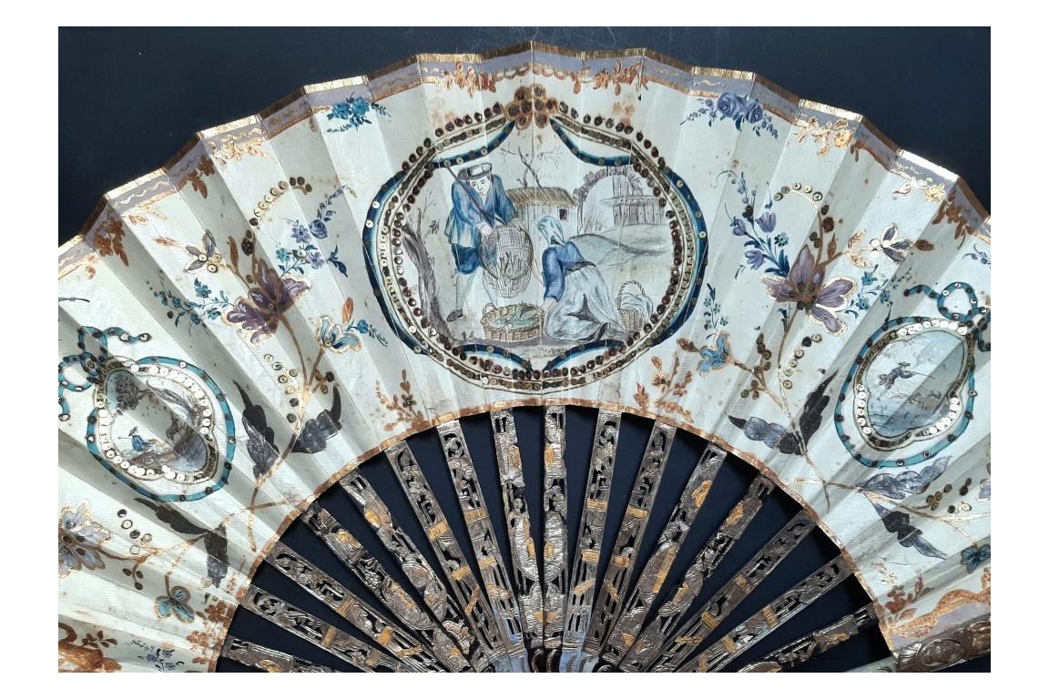 Fishing, hunting and grazing. Fan circa 1770