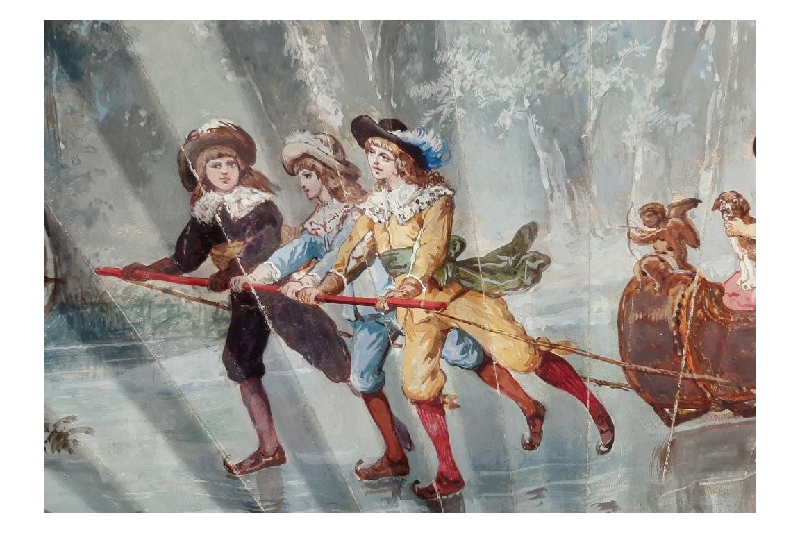 Traineau et patinage sur glace, éventail de Maria en 1886