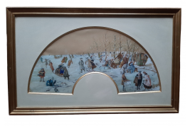 The joys and sports of winter, fan leaf late 19th century