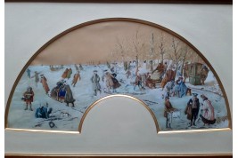 The joys and sports of winter, fan leaf late 19th century