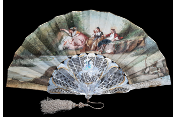 An afternoon in the open air, fan circa 1880-90