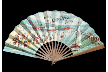 Beach pleasures and sailing, late 19th century fan