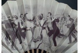 Dancing at Tabarin Lajunie, fan by Mourgue circa 1910