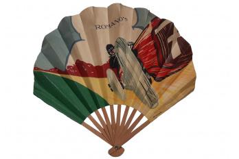 Automobile race, fan for Romano's circa 1910