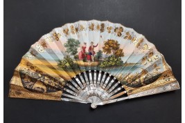 Captive balloon for children's play, fan circa 1820