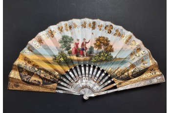 Captive balloon for children's play, fan circa 1820