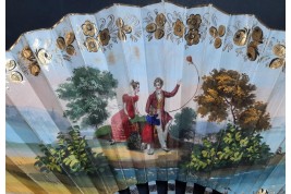 Captive balloon for children's play, fan circa 1820