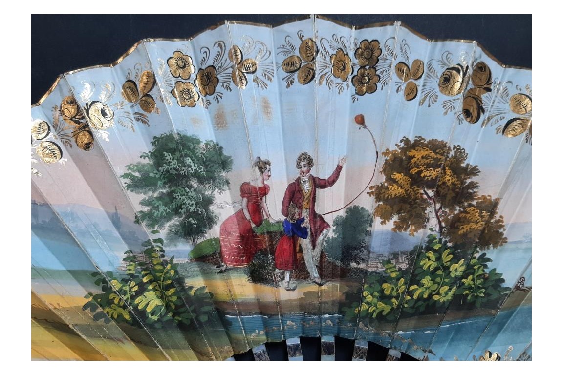 Captive balloon for children's play, fan circa 1820