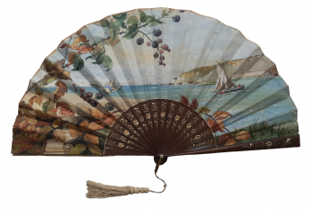 Sailing in Normandy, fan by Georges Gassies circa 1880