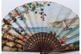 Sailing in Normandy, fan by Georges Gassies circa 1880