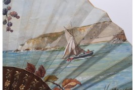 Sailing in Normandy, fan by Georges Gassies circa 1880