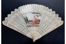 Fishing and walking. 4 images fan, circa 1820-30