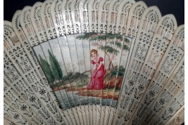 Fishing and walking. 4 images fan, circa 1820-30