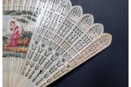 Fishing and walking. 4 images fan, circa 1820-30