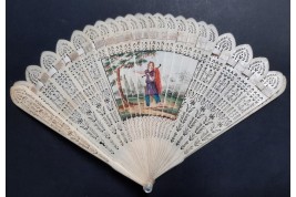 Fishing and walking. 4 images fan, circa 1820-30