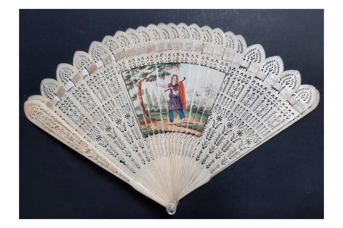 Fishing and walking. 4 images fan, circa 1820-30