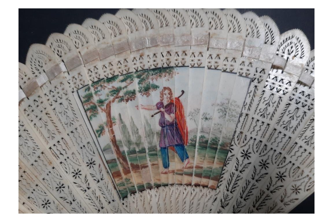 Fishing and walking. 4 images fan, circa 1820-30