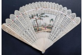 Fishing and walking. 4 images fan, circa 1820-30