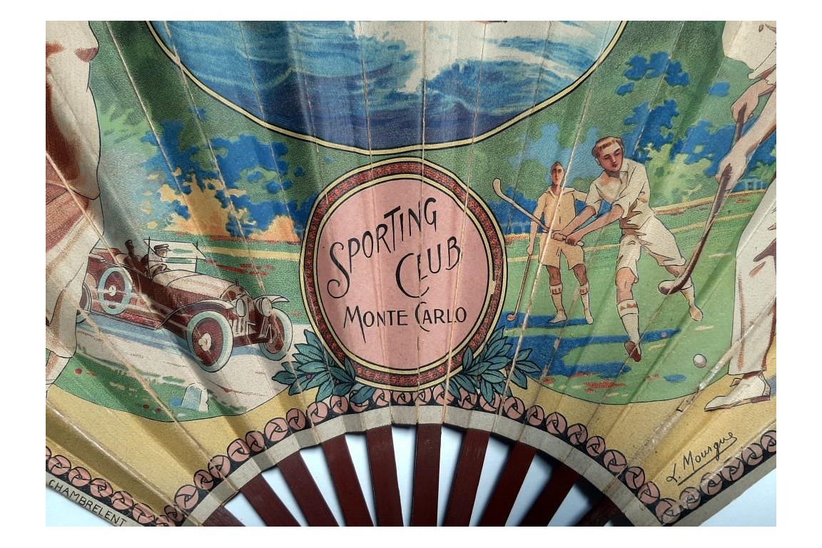 Golf, hockey... au Sporting Club de Monte Carlo. Éventail vers 1920