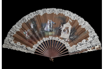 Greasy pole of love, fan circa 1880-90