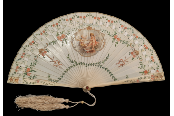 The musician cherubs, fan circa 1900