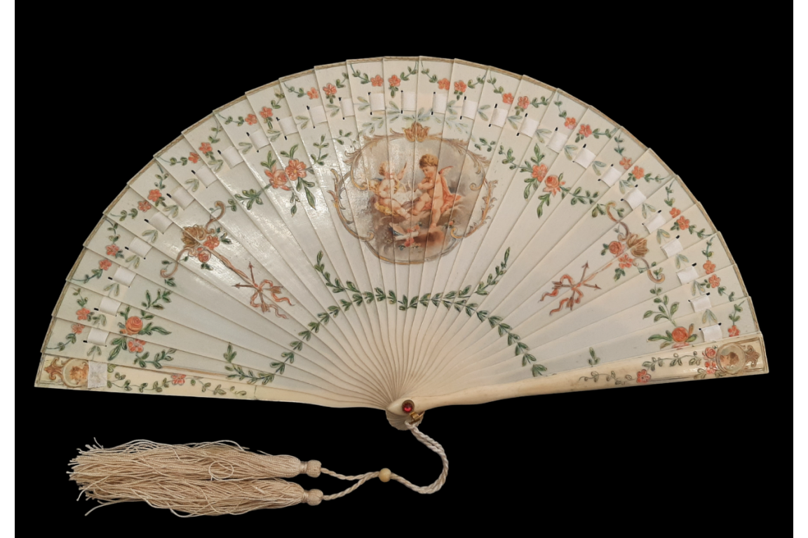 The musician cherubs, fan circa 1900