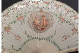 The musician cherubs, fan circa 1900