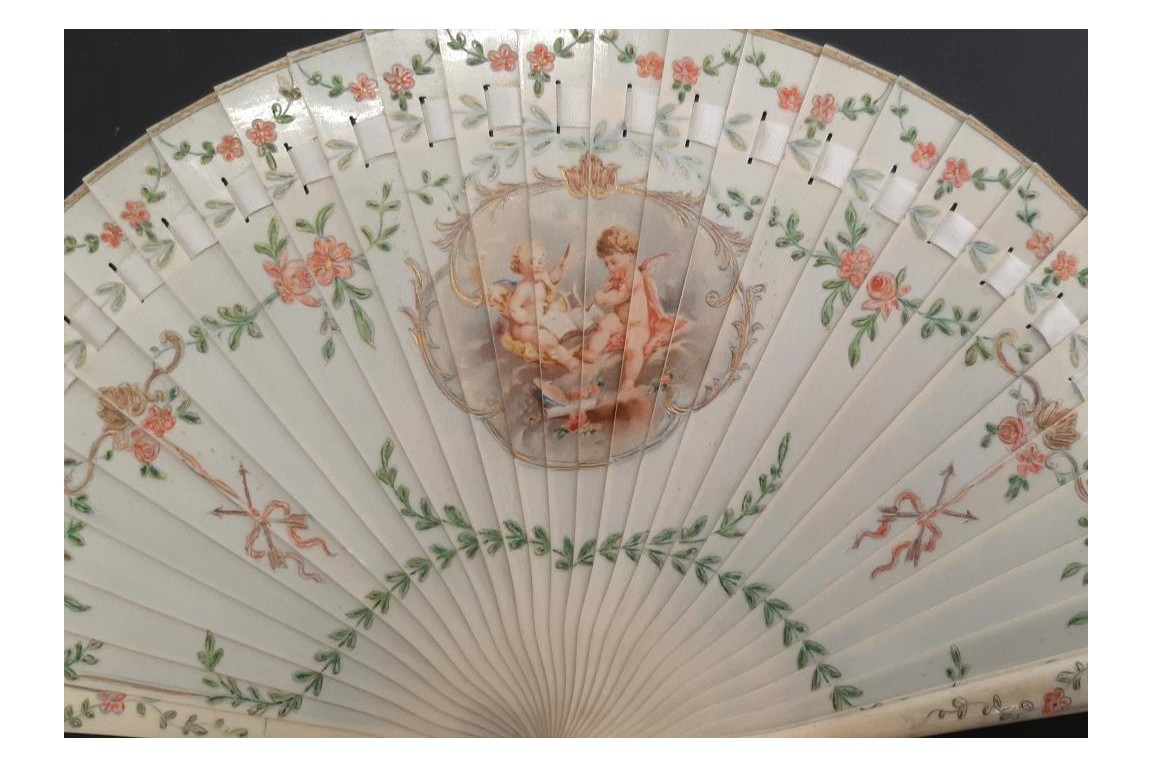 The musician cherubs, fan circa 1900