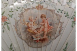 The musician cherubs, fan circa 1900