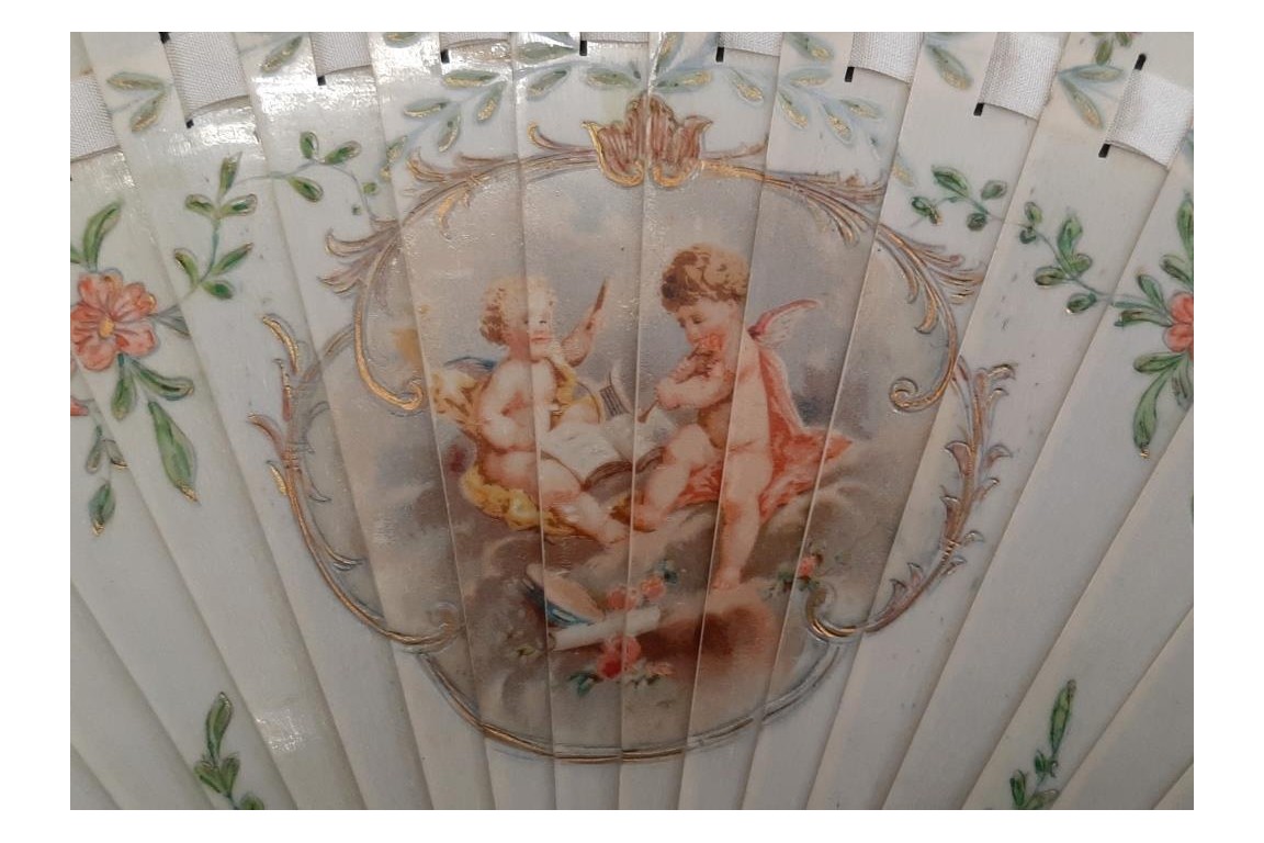 The musician cherubs, fan circa 1900