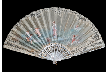 Cherubim contemplating Beauty, fan by Vanoni for Kees circa 1880-1900