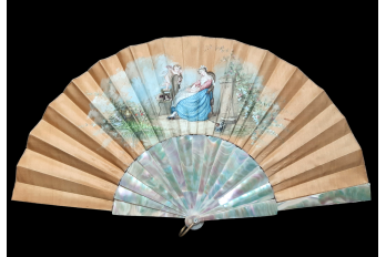 The happy dream or when love pulls the strings fan circa 1870-1900