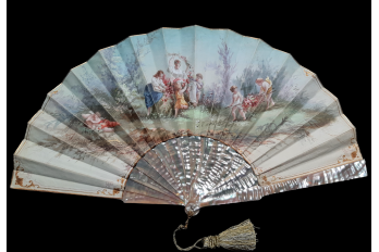 Flowering the bride-to-be, fan by Noujaret, late 19th century