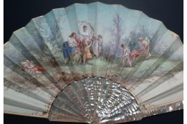 Flowering the bride-to-be, fan by Noujaret, late 19th century