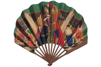 The masked ball at the Grands Magasins du Louvres, fan circa 1910-20