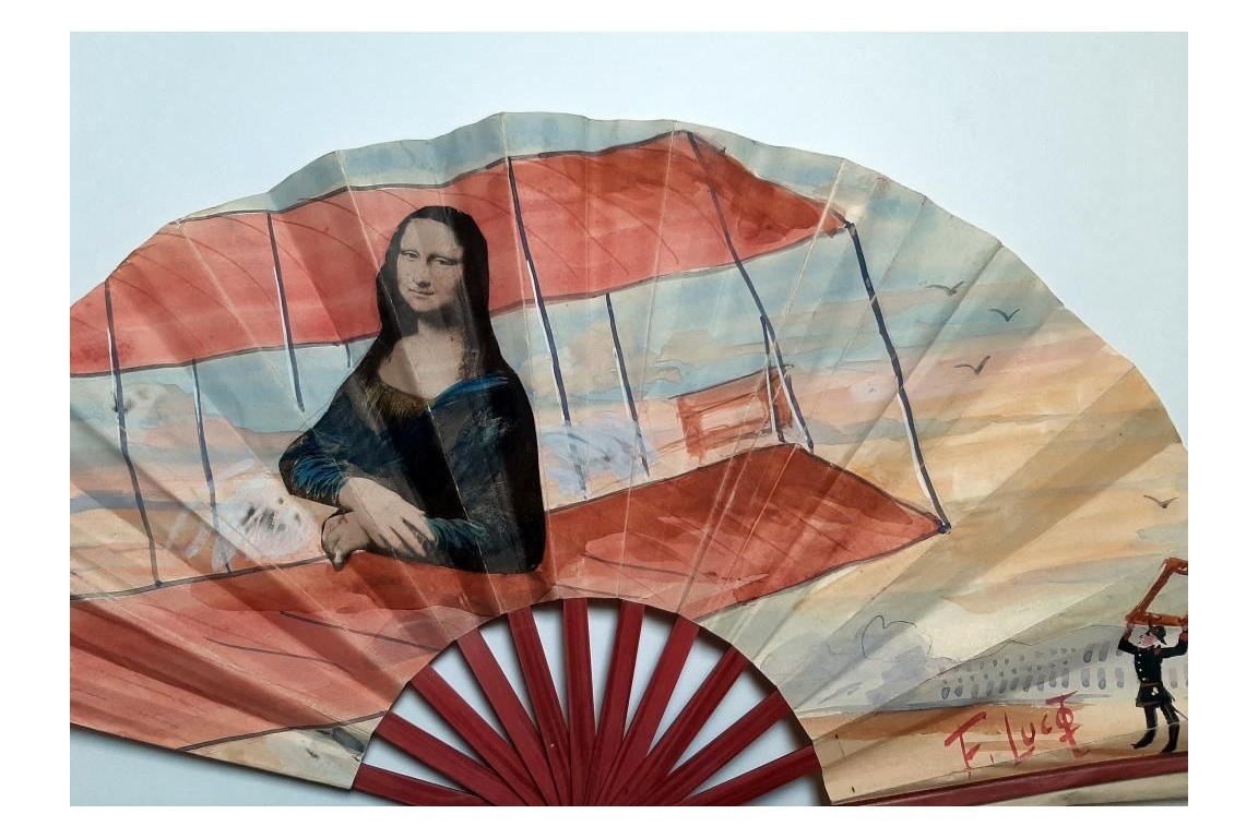 The theft of the Mona Lisa, fan by Lucot 1911