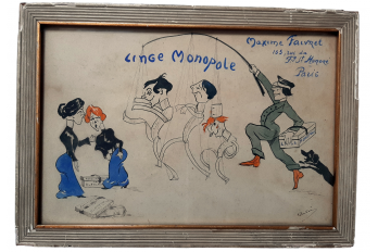 Linge Monopole or the end of the laundresses,  humorous gouache circa 1900