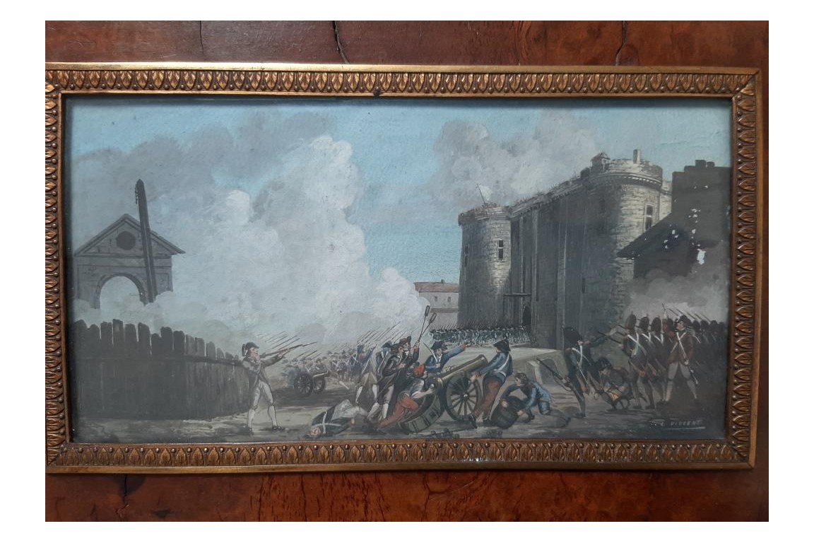 Prise de la Bastille le 4 juillet 1789, gouache de Vincent XIXème siècle