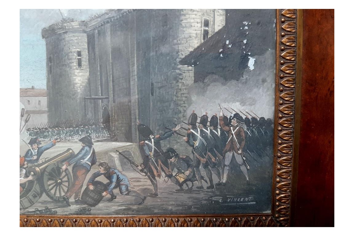 Prise de la Bastille le 4 juillet 1789, gouache de Vincent XIXème siècle