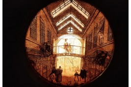 Entrance to the Passage des Panoramas, double-surprise fan by Susse, circa 1815