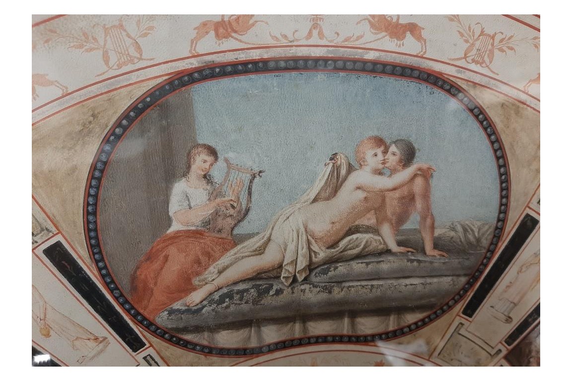 The pleasure of the body in Roman antiquity, Grand Tour fan leaf, late 18th century